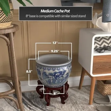 12 Inch Blue & White Fishbowl Planter for Home Decor