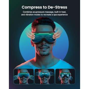 RENPHO Eye Massager with Heat Eyeris 1, Face Massager for Migraine Relief, Sleep Eye Mask with Bluet...