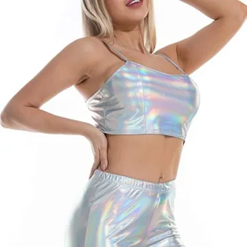 Stylish FlyCC Metallic Crop Top for Parties and Festivals