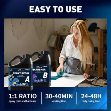Honcaring Epoxy Resin 2 Gal Kit, Crystal Clear Epoxy Resin Kit, Less Bubble & Low Odor Resin Epoxy f...