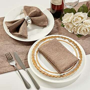 Mebakuk Cloth Napkins Set of 6, Premium 17 x 17 Inch Solid Washable Linen Style Napkins, Soft Table ...