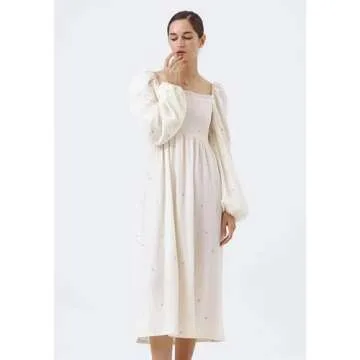 NOTHING FITS BUT Shiho Dress, Maternity Dress for Photoshoot, Baby Shower Dress, Pregnancy Dress, Off Shoulder Nursing Dress (Eggshell, S/M)