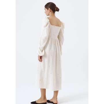 NOTHING FITS BUT Shiho Dress, Maternity Dress for Photoshoot, Baby Shower Dress, Pregnancy Dress, Off Shoulder Nursing Dress (Eggshell, S/M)