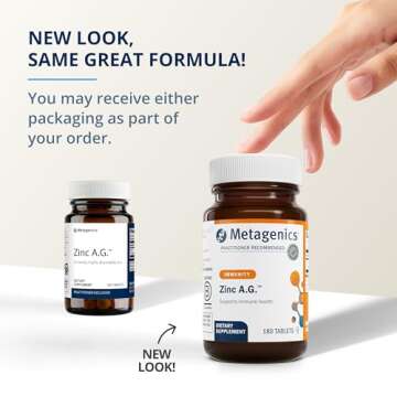 Metagenics Zinc A.G. - Highly Absorbable - 20 mg Zinc - For Immune Support, Bone Health & Energy Metabolism* - Zinc Arginate & Zinc Glycinate - Non-GMO & Gluten-Free - 180 Tablets