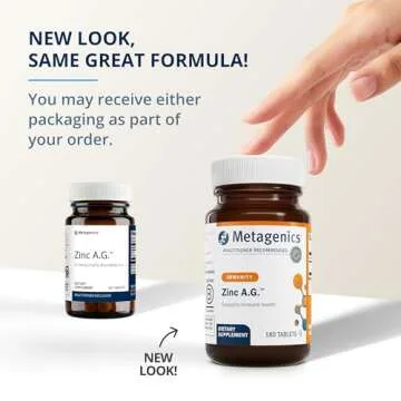Metagenics Zinc A.G. - Highly Absorbable - 20 mg Zinc - For Immune Support, Bone Health & Energy Metabolism* - Zinc Arginate & Zinc Glycinate - Non-GMO & Gluten-Free - 180 Tablets