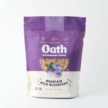 OATH Mountain Berry Overnight Oats - Gluten Free, Non-GMO, Vegan, Paleo Friendly, 11.6oz (Pack of 1)