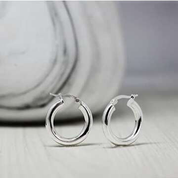 Hoops & Loops - Sterling Silver 15mm High Polished Click Top Hoop Earrings in Sterling Silver