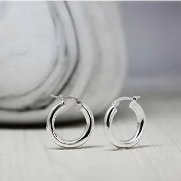 Hoops & Loops - Sterling Silver 15mm High Polished Click Top Hoop Earrings in Sterling Silver