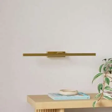 FUNCHDAY Battery Picture Light - 20” Gold Wireless Remote Art Light with Dimmable Timer