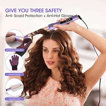 Waver 5 in 1 Curling Wand Set with 3 Barrel Hair Crimper, Fast Heating Curler for All Hair Types - Ideal Gift