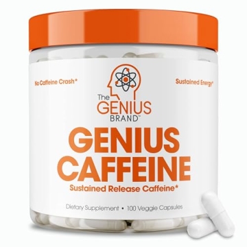Genius Caffeine Pills 100mg, Extended-Release Microencapsulated Caffeine Pills - All-Natural Non-Cra...
