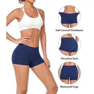 wirarpa Women's Boyshort Panties Stretchy Mid High Waisted Cotton Underwear Boxer Briefs 4 Pack Asso...