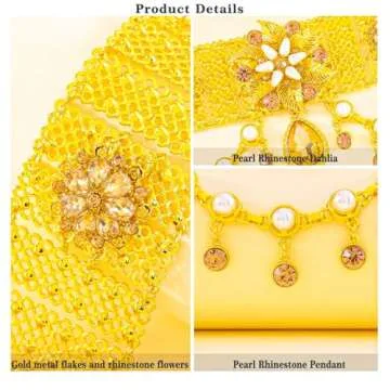 Navoky Pearl Boho Body Chain Gold Layered Rhinestone Pendant Waist Chains Belts Crystal Tassel Belly Chains Flower Beach Waist Charm Jewelry Accessories for Women