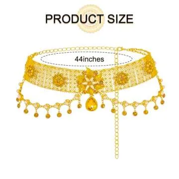 Navoky Pearl Boho Body Chain Gold Layered Rhinestone Pendant Waist Chains Belts Crystal Tassel Belly Chains Flower Beach Waist Charm Jewelry Accessories for Women