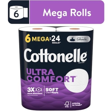 Cottonelle Ultra ComfortCare Toilet Paper - 6 Mega Rolls, Soft & Absorbent
