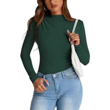 PRETTYGARDEN Women's Y2K Fall Crop Top - Stylish & Comfortable Long Sleeve Mock Neck Blouse