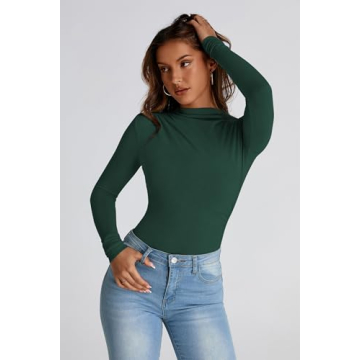 PRETTYGARDEN Women's Y2K Fall Crop Top Mock Neck Blouse