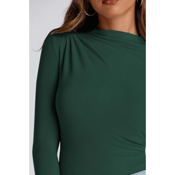 PRETTYGARDEN Women's Y2K Fall Crop Top Mock Neck Blouse