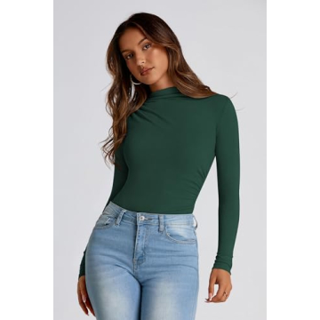 PRETTYGARDEN Women's Y2K Fall Crop Top Mock Neck Blouse
