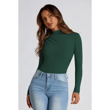 PRETTYGARDEN Women's Y2K Fall Crop Top Mock Neck Blouse