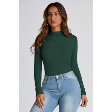 PRETTYGARDEN Women's Y2K Fall Crop Top Mock Neck Blouse