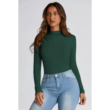 PRETTYGARDEN Women's Y2K Fall Crop Top Mock Neck Blouse