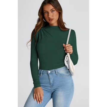 PRETTYGARDEN Women's Y2K Fall Crop Top Mock Neck Blouse