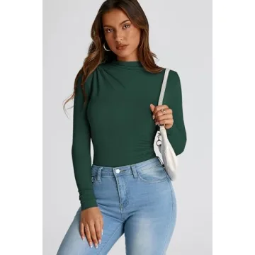 PRETTYGARDEN Women's Y2K Fall Crop Top Mock Neck Blouse