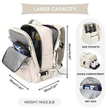 coowoz Travel Backpack For Women Men Airline Approved,Carry On Backpack,Large Hiking, Waterproof Out...