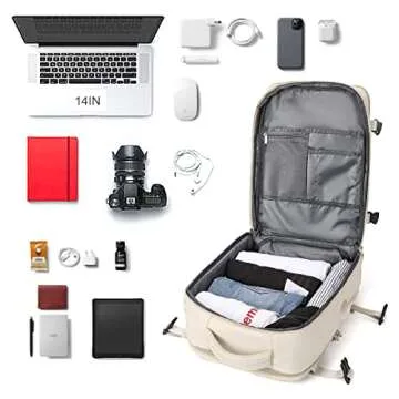 coowoz Travel Backpack For Women Men Airline Approved,Carry On Backpack,Large Hiking, Waterproof Outdoor Sports Rucksack Casual Daypack Fit 15.6 Inch Laptop Backpack College Backpack(Beige)