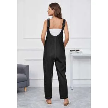 Pink Queen Denim Jumpsuits for Women 2024 Casual Loose Sleeveless Overalls High Waist Baggy Jeans Pants Jumpers with Pockets