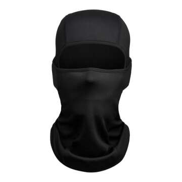 Balaclava Face Mask Adjustable Windproof UV Protection Hood (Black)