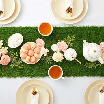 Juvale Artificial Grass Table Runner for Sports, Weddings, Birthdays, Banquets - Faux Grass Runner for Party Decor and Football Banquet (14 x 108 Inches)