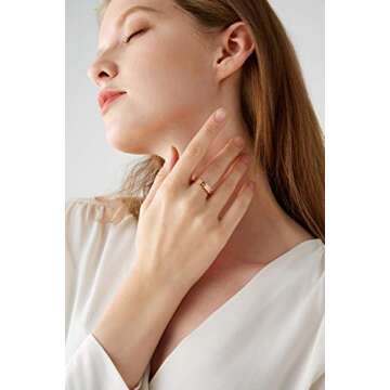 PDWZNBA Love Friendship Ring 18K Gold Silver Rose Plated Cubic Zirconia Stainless Steel Promise Ring Wedding Band Jewelry Birthday Gifts for Women