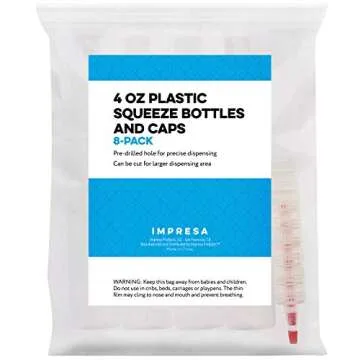 IMPRESA 4 oz Small Plastic Squeeze Bottles with Caps - 8 Pack - Great for Pancake Art, Cookie Decorating, Arts and Crafts, Condiments, and More - Made from Food-Grade Material - BPA and Latex-Free