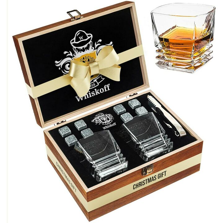 Whiskey Rocks Glasses Gift Set for Bourbon Lovers