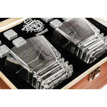Whiskey Rocks Glasses Gift Set for Bourbon Lovers