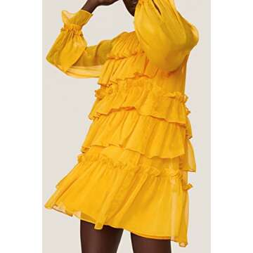 Adam Lippes Collective RTR Design Collective Tiered Ruffle Dress, Yellow, 12