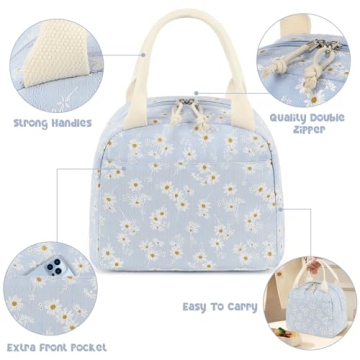 Bluboon Insulated Corduroy Lunch Bag for Travel