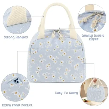 Bluboon Insulated Corduroy Lunch Bag for Travel