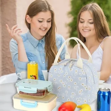 Bluboon Insulated Corduroy Lunch Bag for Travel