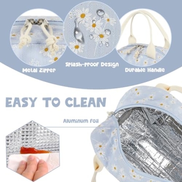 Bluboon Insulated Corduroy Lunch Bag for Travel