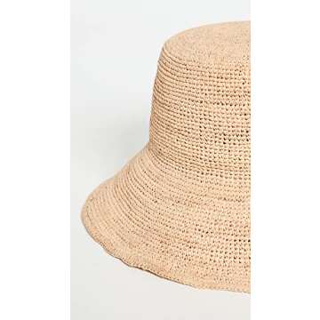 Hat Attack Women's Chic Crochet Bucket Hat, Natural, Tan, One Size
