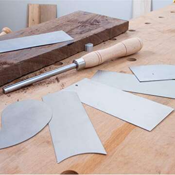 Fulton Cabinet Scraper Burnisher with 6 Piece Multi-Shaped Scraper Set 3 Rectangle 1 Beveled 1 Curved (Convex and Concave) and 1 Gooseneck Scraper