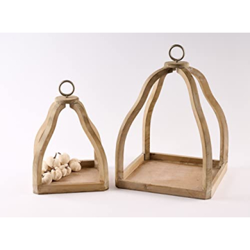 Mud Pie Wood Lantern Set for Unique Home Decor