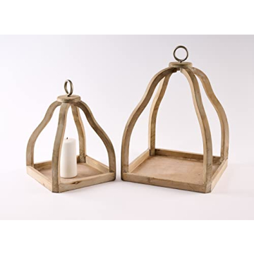 Mud Pie Wood Lantern Set for Unique Home Decor