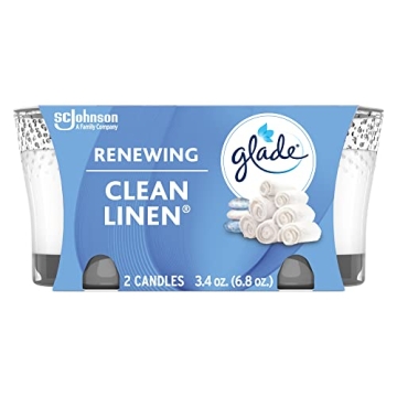 Glade Candle Jar Clean Linen Air Freshener Set 2 Count