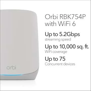 NETGEAR Orbi Whole Home Tri-Band WiFi 6 Mesh Network System (RBK754P) – Router with 3 Satellite Ex...