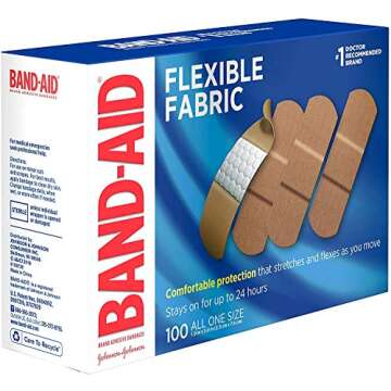 Johnson & Johnson JJ4444 Band-Aid Woven Adhesive Bandages, 1" x 3", Tan (Box of 100)