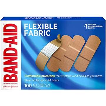 Johnson & Johnson JJ4444 Band-Aid Woven Adhesive Bandages, 1" x 3", Tan (Box of 100)